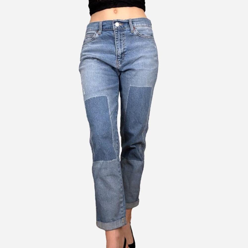 Signature Levi Strauss Heritage boyfriend jeans light wash patchwork - size 26